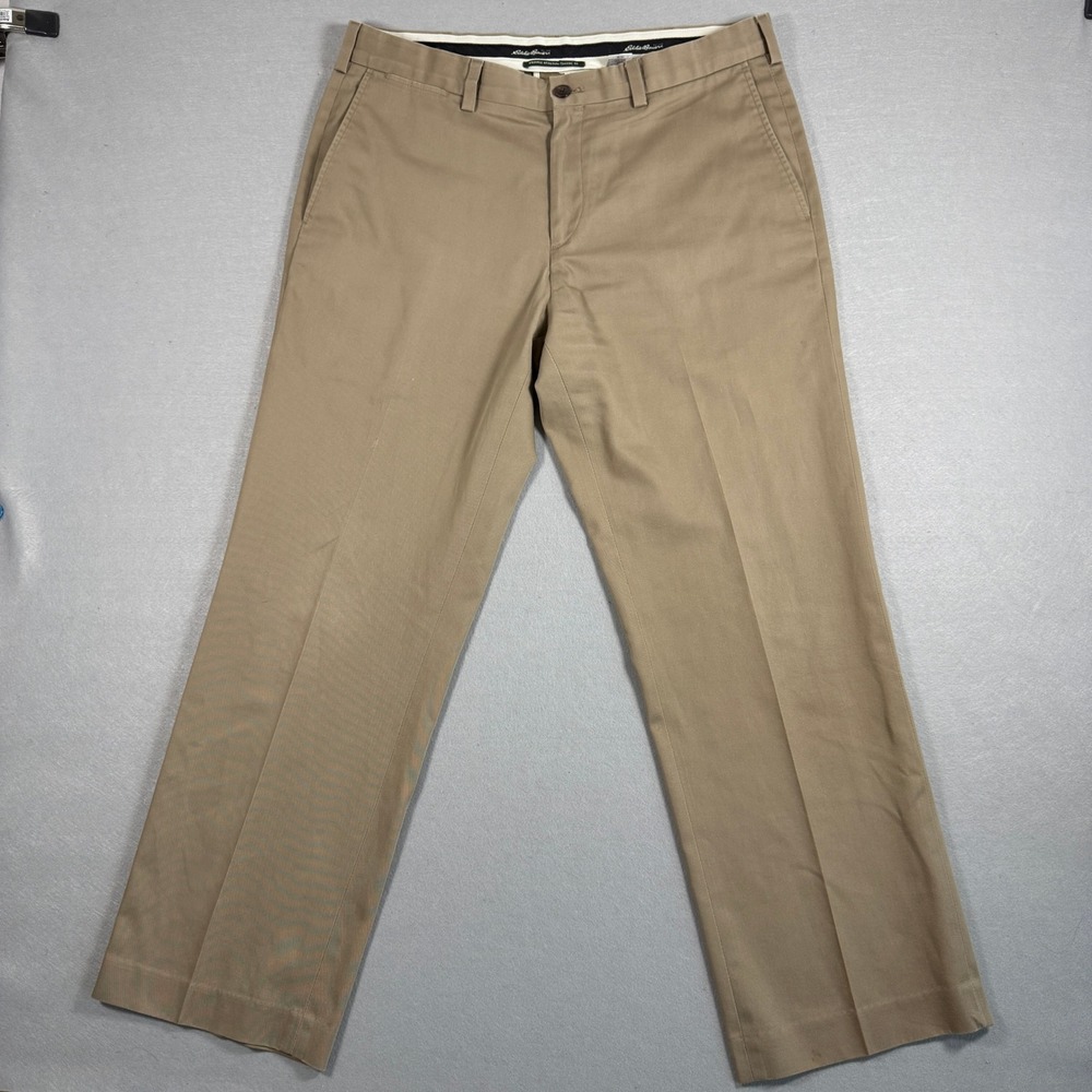 Eddie Bauer Mens Pants Classic Fit 36x30 Khaki Cotton Wrinkle Resistant Chino - Picture 5 of 13